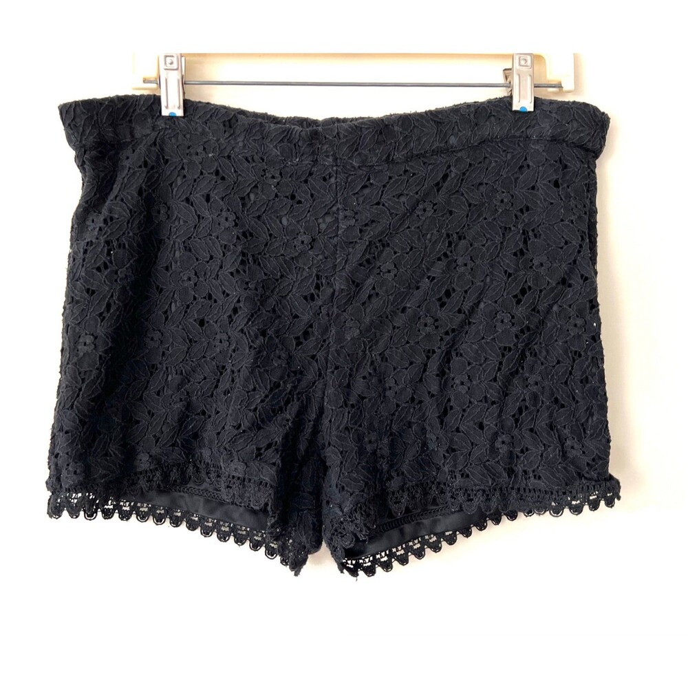 Womens Black Lace over Cotton Shorts by H&M sz Small - Picture 1 of 4